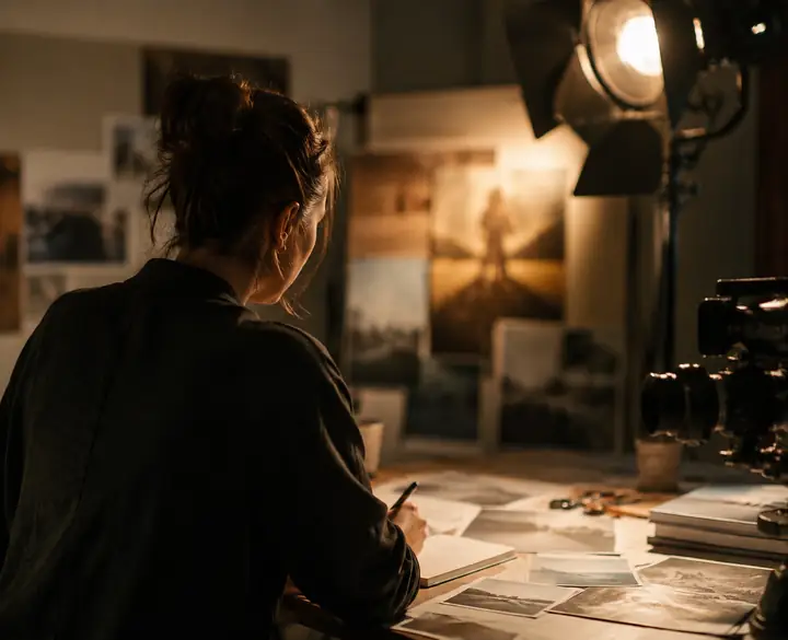 Warm editorial portrait in a studio