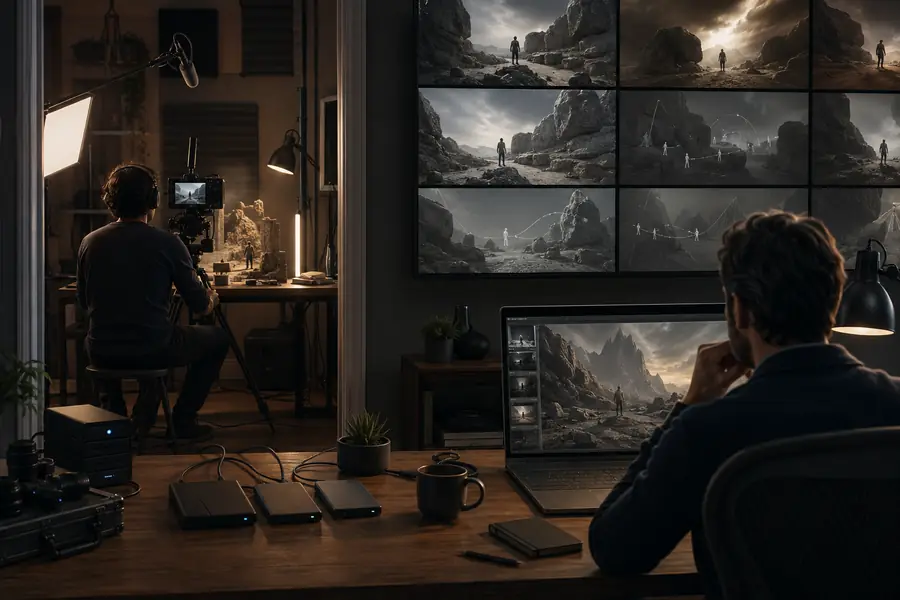 Cinematic generated video scene shown after motion is added