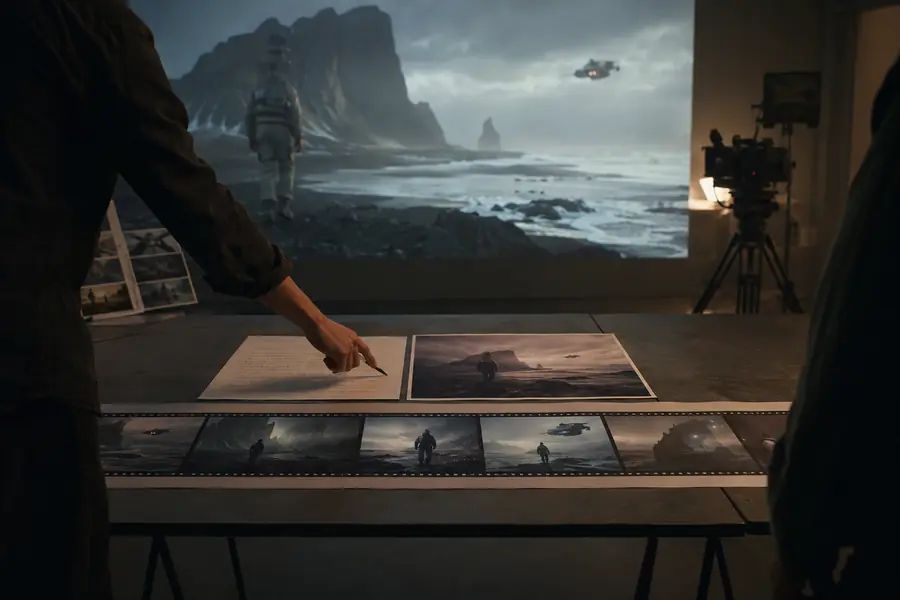 Escena con estilo de video generada que muestra movimiento y una atmósfera cinematográfica
